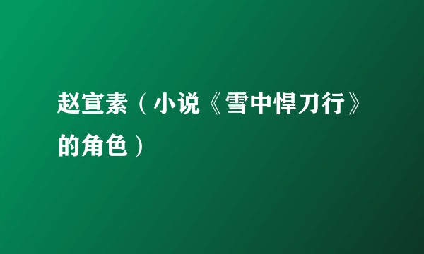 赵宣素（小说《雪中悍刀行》的角色）