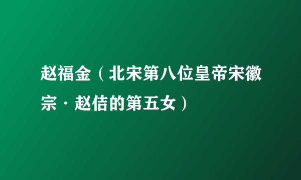 赵福金(北宋第八位皇帝宋徽宗·赵佶的第五女)