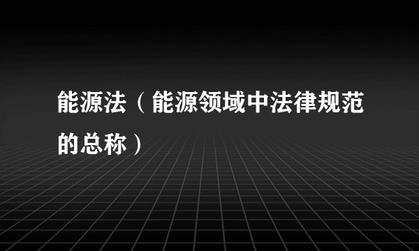 能源法（能源领域中法律规范的总称）