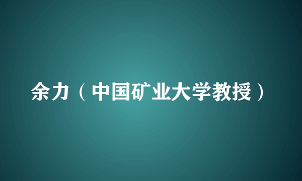余力（中国矿业大学教授）