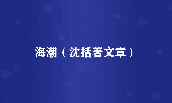 海潮（沈括著文章）