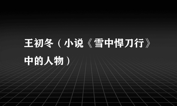 王初冬（小说《雪中悍刀行》中的人物）