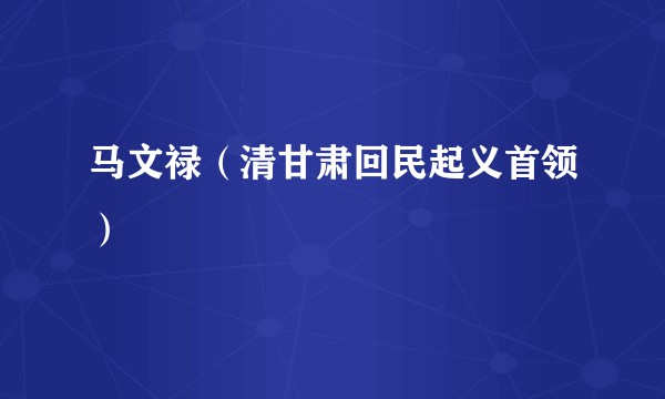 马文禄（清甘肃回民起义首领）