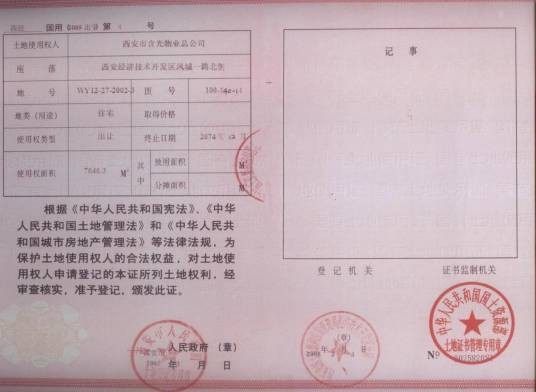 国有土地使用证