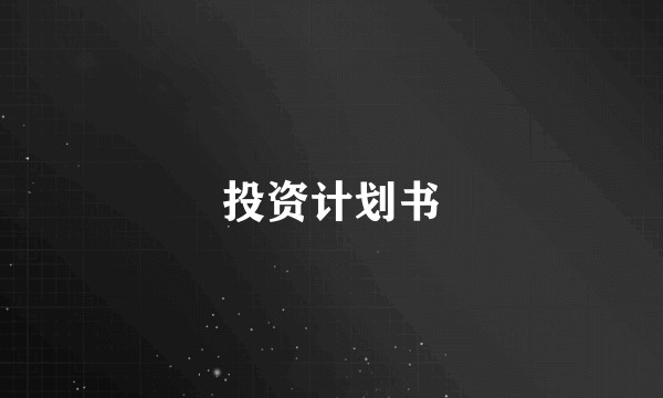 投资计划书