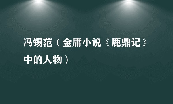 冯锡范(金庸小说《鹿鼎记》中的人物)