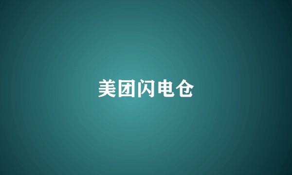 美团闪电仓