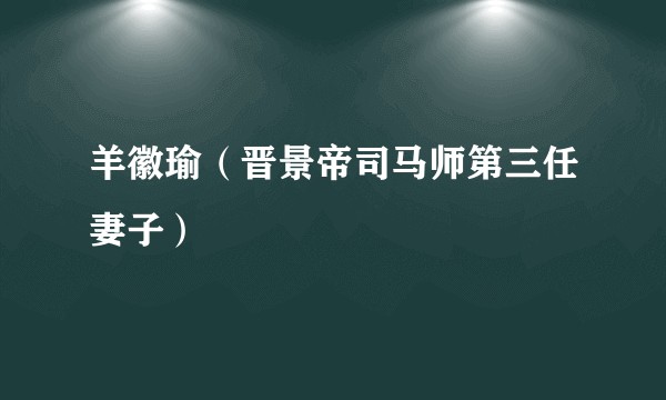 羊徽瑜（晋景帝司马师第三任妻子）