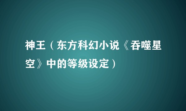 神王（东方科幻小说《吞噬星空》中的等级设定）