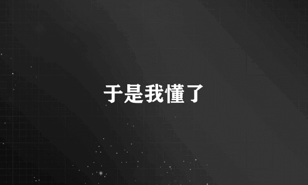 于是我懂了