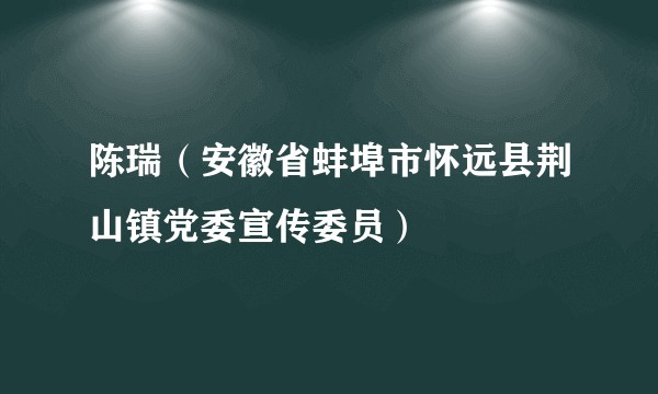 陈瑞（安徽省蚌埠市怀远县荆山镇党委宣传委员）