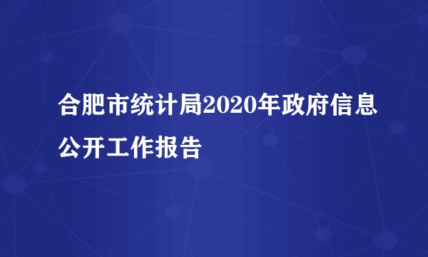 合肥市统计局2020年政府信息公开工作报告