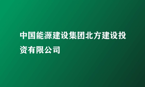 中国能源建设集团北方建设投资有限公司