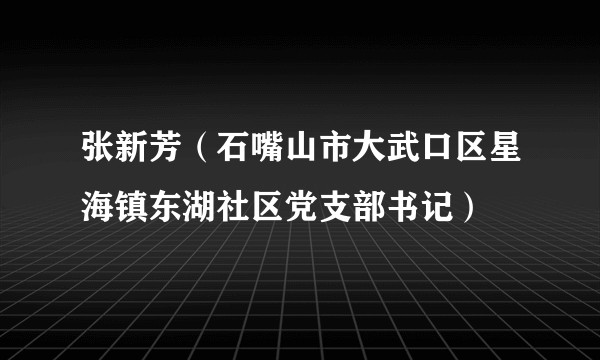 张新芳（石嘴山市大武口区星海镇东湖社区党支部书记）