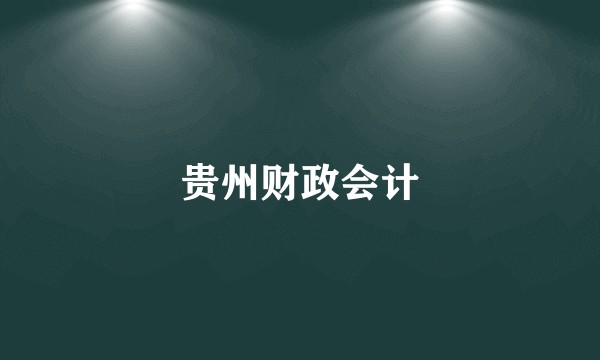 贵州财政会计