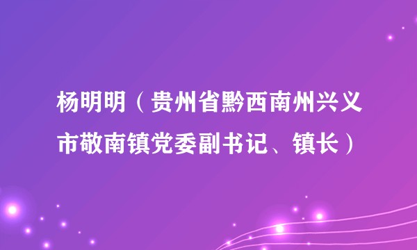 杨明明（贵州省黔西南州兴义市敬南镇党委副书记、镇长）