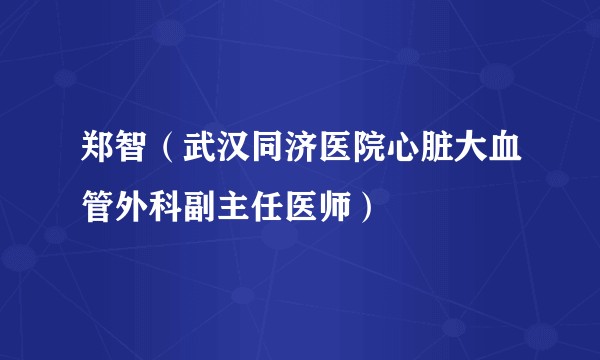 郑智（武汉同济医院心脏大血管外科副主任医师）