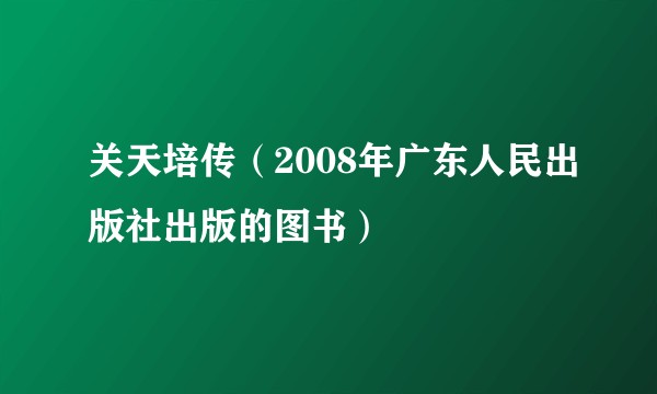 关天培传（2008年广东人民出版社出版的图书）