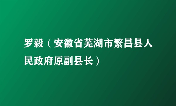 罗毅(安徽省芜湖市繁昌县人民政府原副县长)