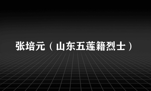 张培元(山东五莲籍烈士)