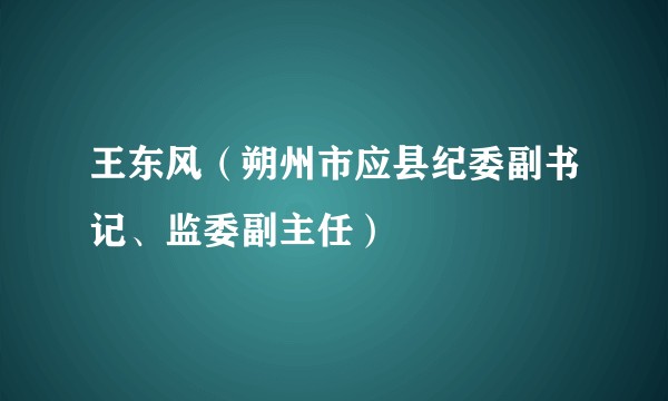王东风（朔州市应县纪委副书记、监委副主任）