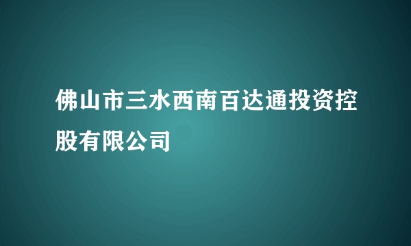 佛山市三水西南百达通投资控股有限公司
