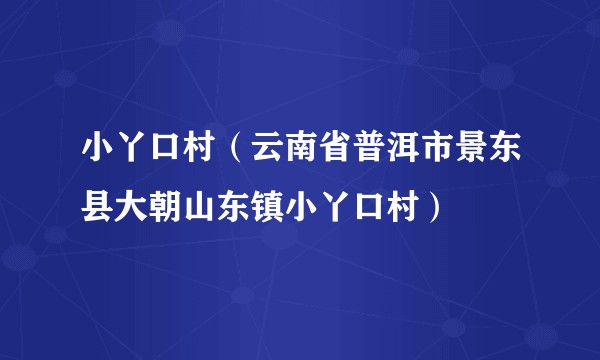 小丫口村（云南省普洱市景东县大朝山东镇小丫口村）