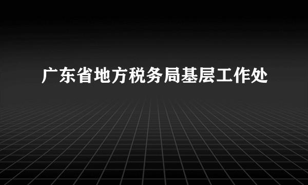 广东省地方税务局基层工作处