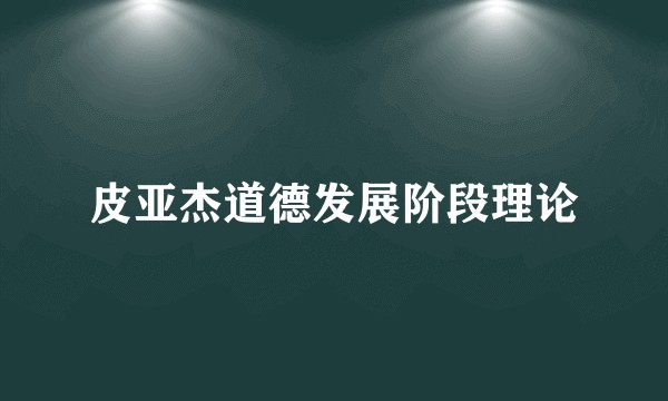 皮亚杰道德发展阶段理论