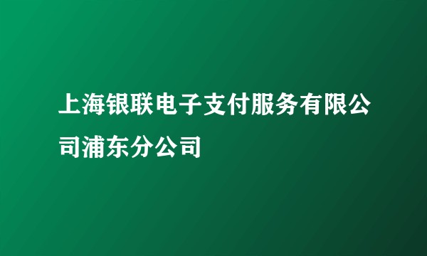 上海银联电子支付服务有限公司浦东分公司