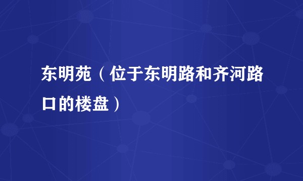 东明苑（位于东明路和齐河路口的楼盘）