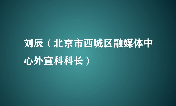 刘辰（北京市西城区融媒体中心外宣科科长）