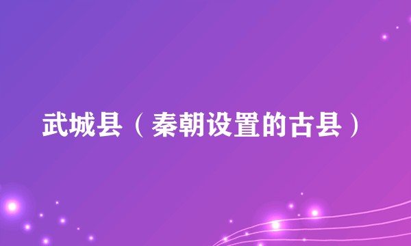 武城县(秦朝设置的古县)