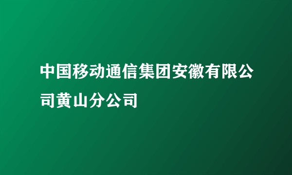 中国移动通信集团安徽有限公司黄山分公司