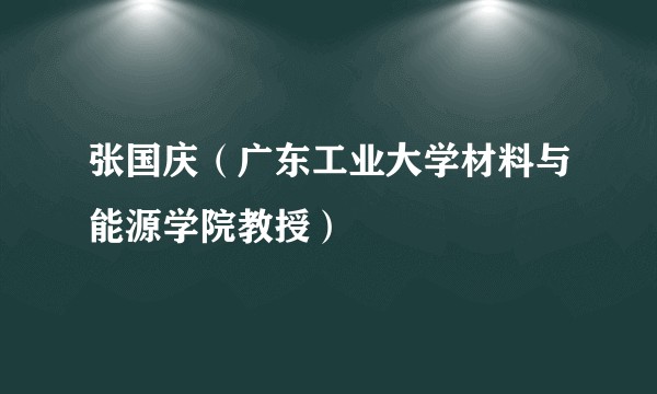 张国庆(广东工业大学材料与能源学院教授)