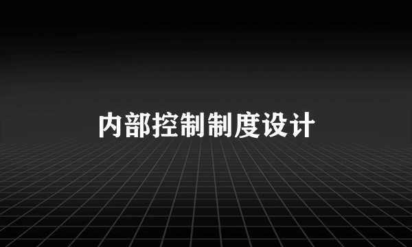 内部控制制度设计