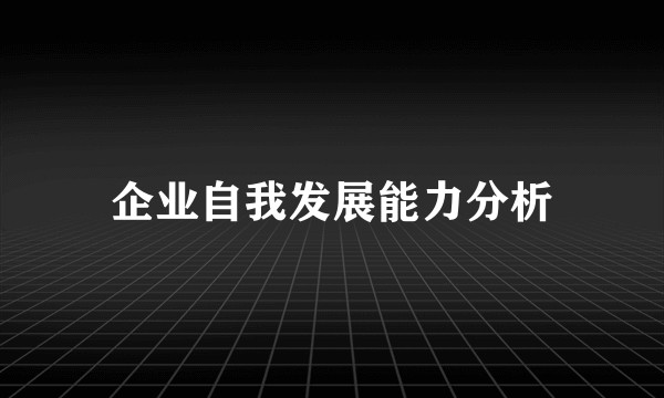 企业自我发展能力分析