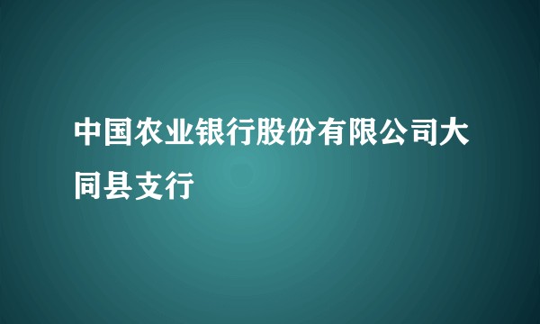 中国农业银行股份有限公司大同县支行
