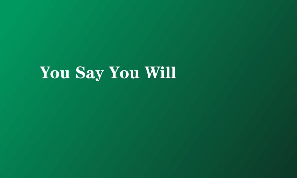 You Say You Will