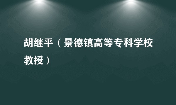 胡继平（景德镇高等专科学校教授）