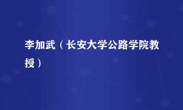 李加武（长安大学公路学院教授）