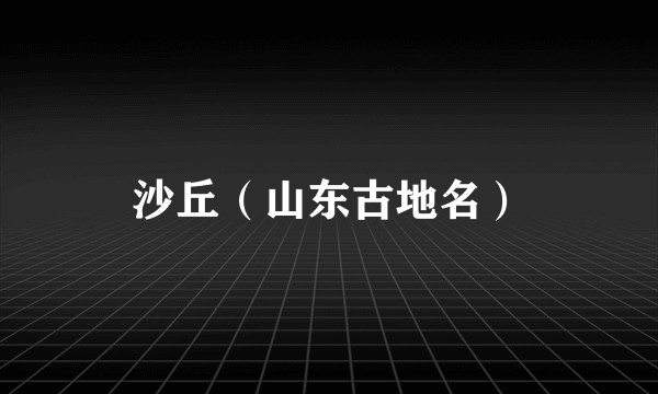 沙丘(山东古地名)