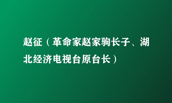 赵征(革命家赵家驹长子、湖北经济电视台原台长)