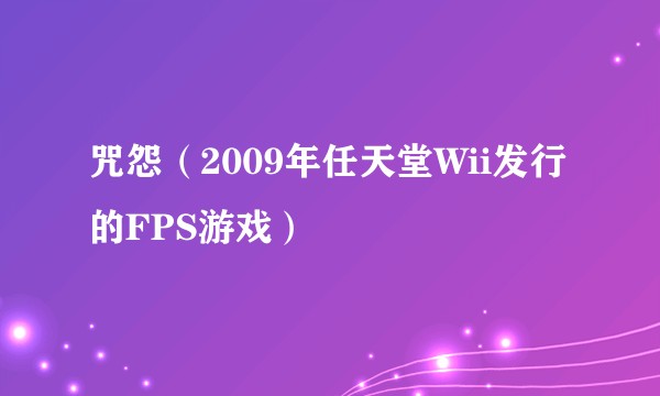 咒怨(2009年任天堂Wii发行的FPS游戏)