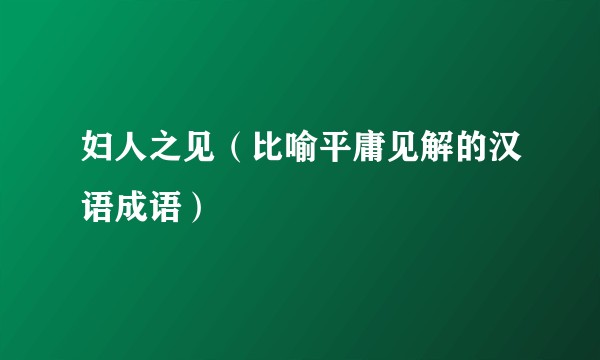 妇人之见（比喻平庸见解的汉语成语）