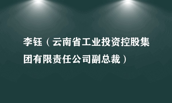 李钰(云南省工业投资控股集团有限责任公司副总裁)
