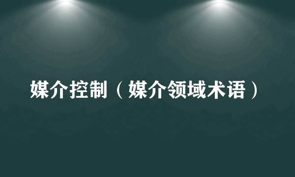 媒介控制（媒介领域术语）