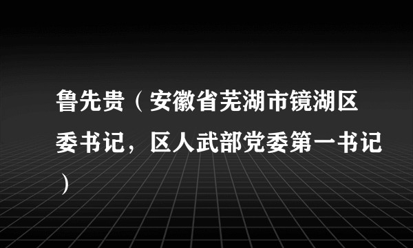鲁先贵（安徽省芜湖市镜湖区委书记，区人武部党委第一书记）