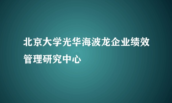 北京大学光华海波龙企业绩效管理研究中心