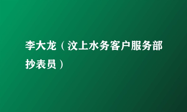 李大龙（汶上水务客户服务部抄表员）
